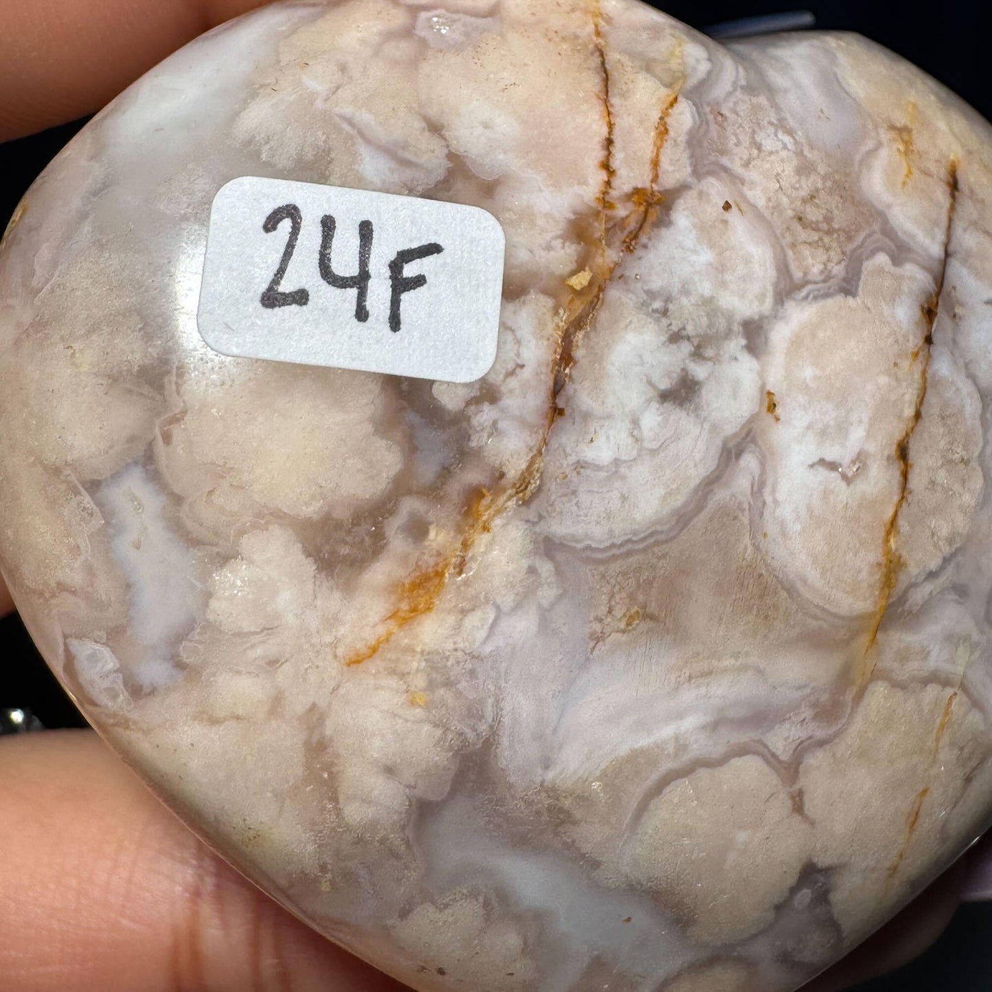 Flower Agate heart | 2 3/4" long | 150 grams | stand included