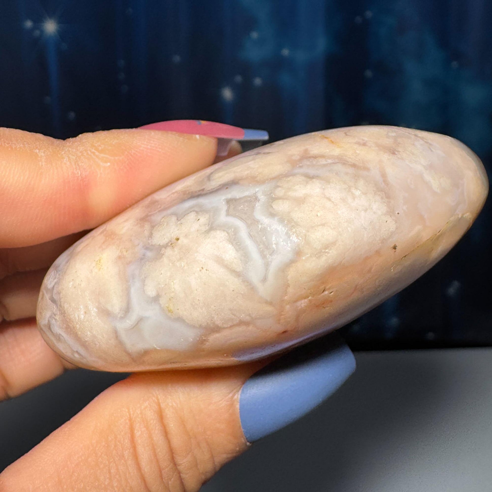 Flower Agate heart | 2 3/4" long | 150 grams | stand included