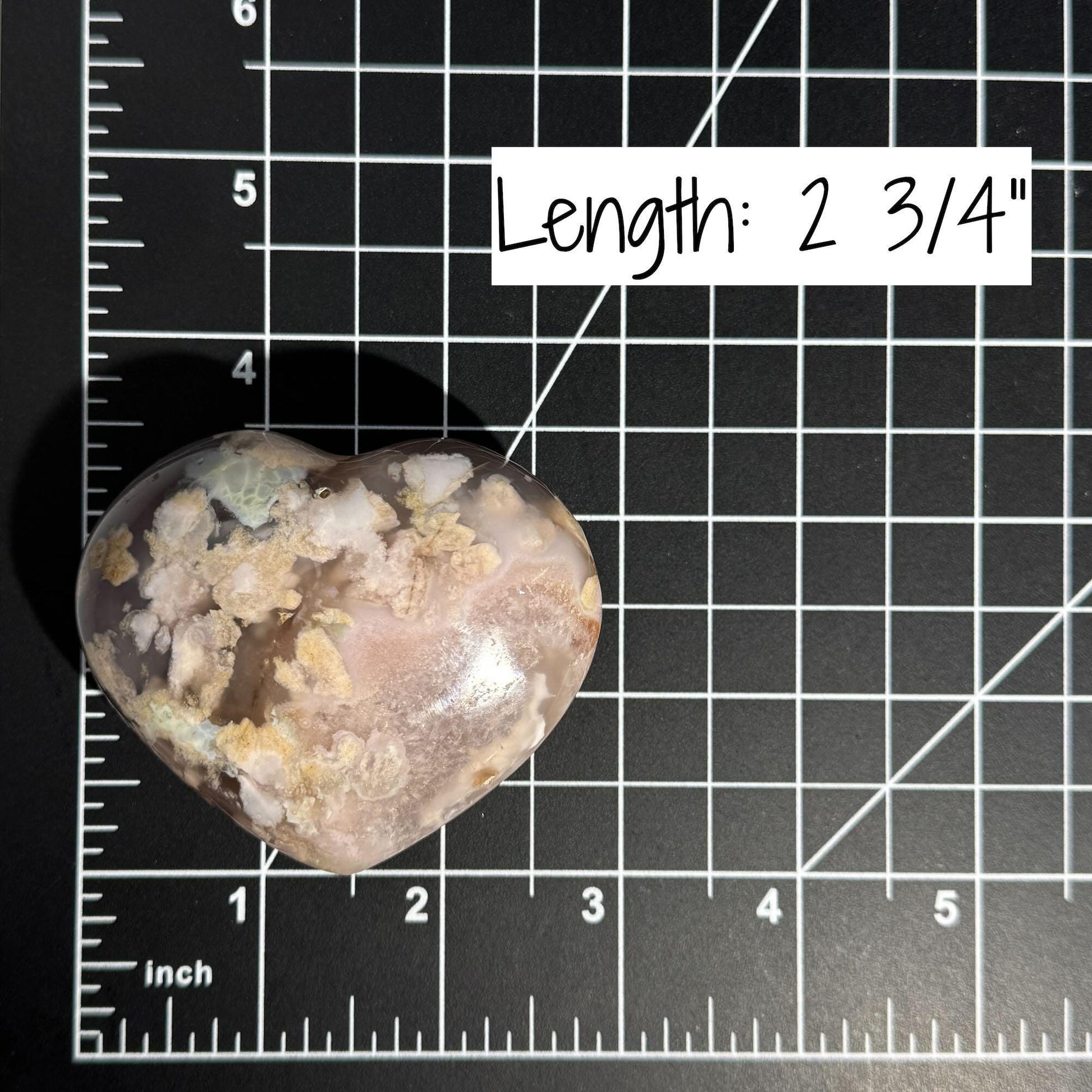 Flower Agate heart | 2 3/4" long | 162 grams | stand included