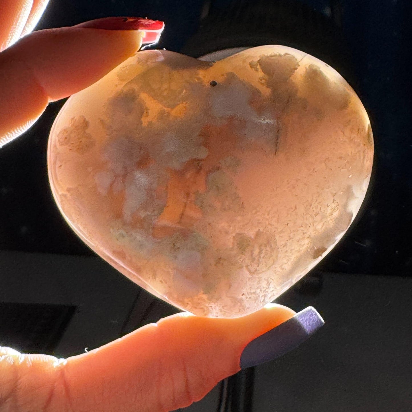 Flower Agate heart | 2 3/4" long | 162 grams | stand included