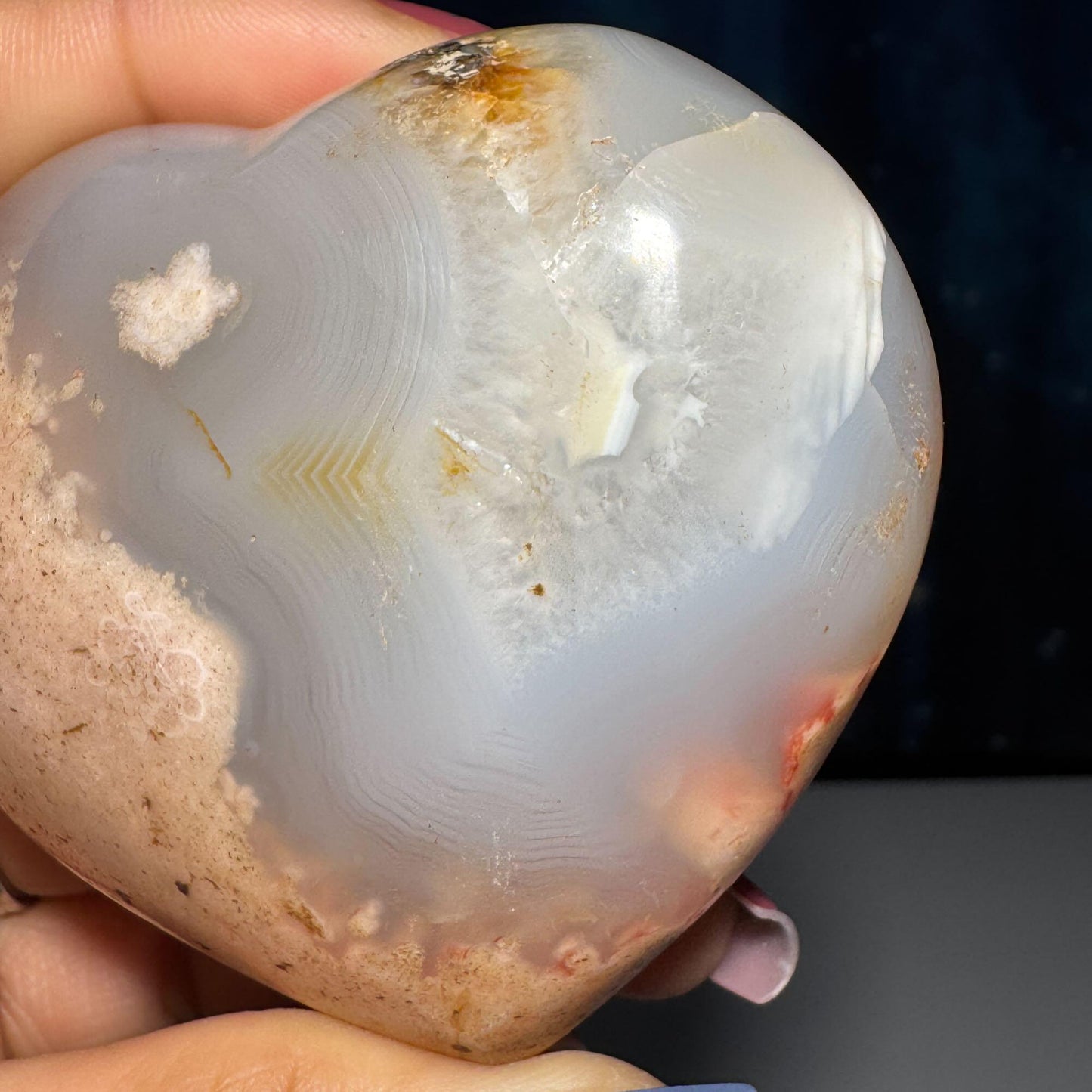 Flower Agate heart | 2 7/8" long | 244 grams | stand included