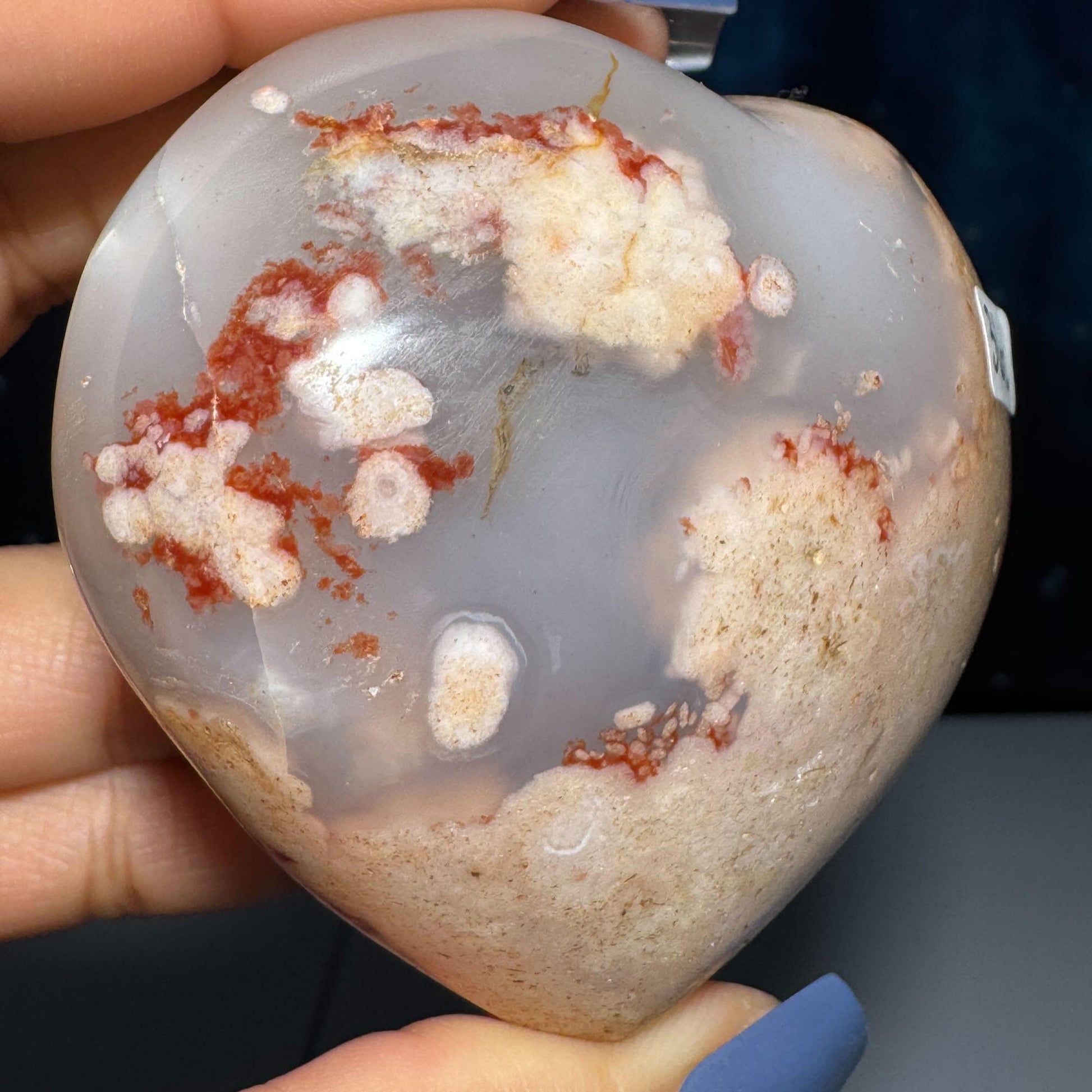 Flower Agate heart | 2 7/8" long | 244 grams | stand included