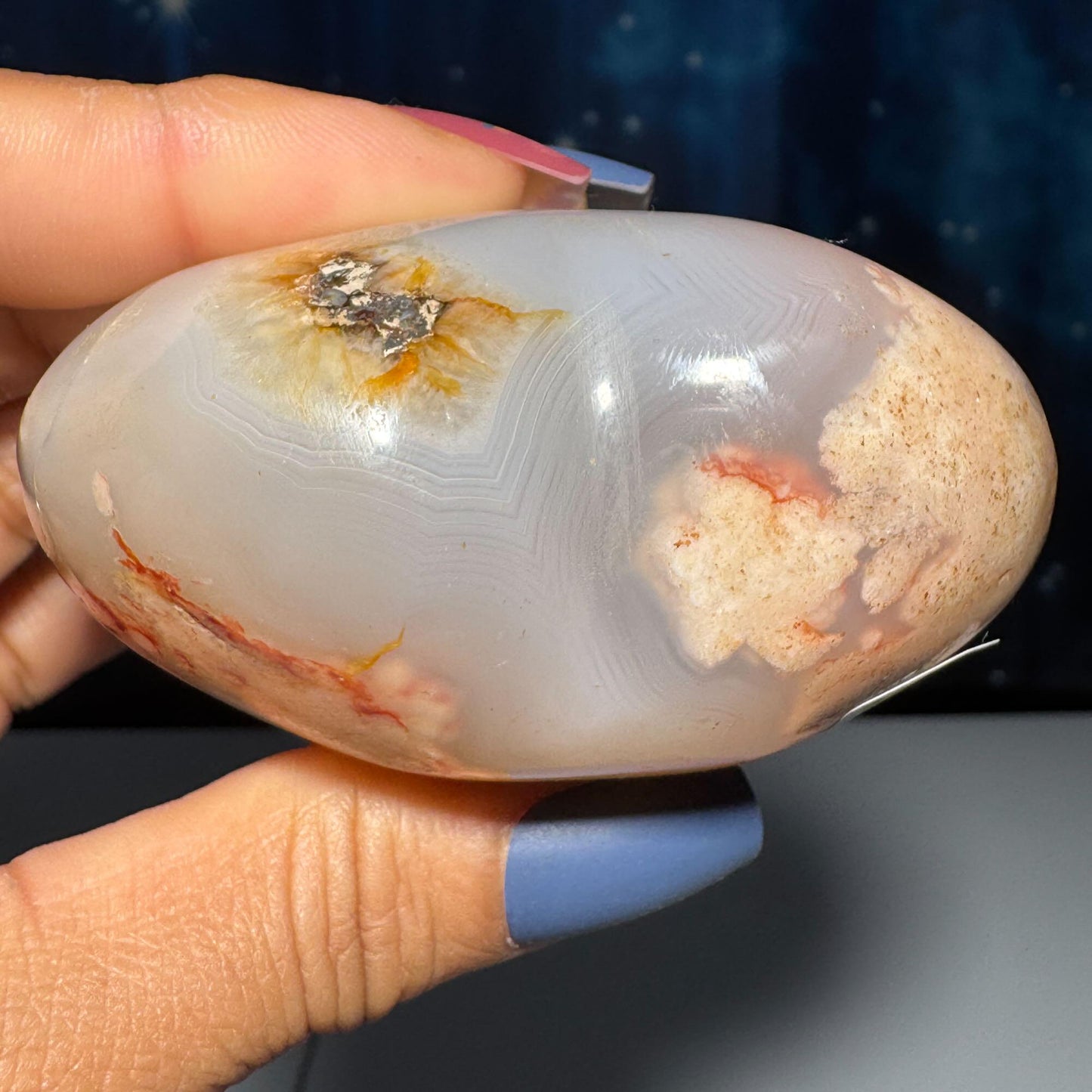 Flower Agate heart | 2 7/8" long | 244 grams | stand included