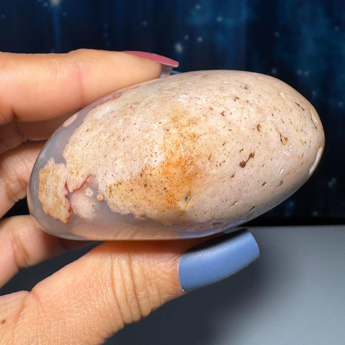 Flower Agate heart | 2 7/8" long | 244 grams | stand included
