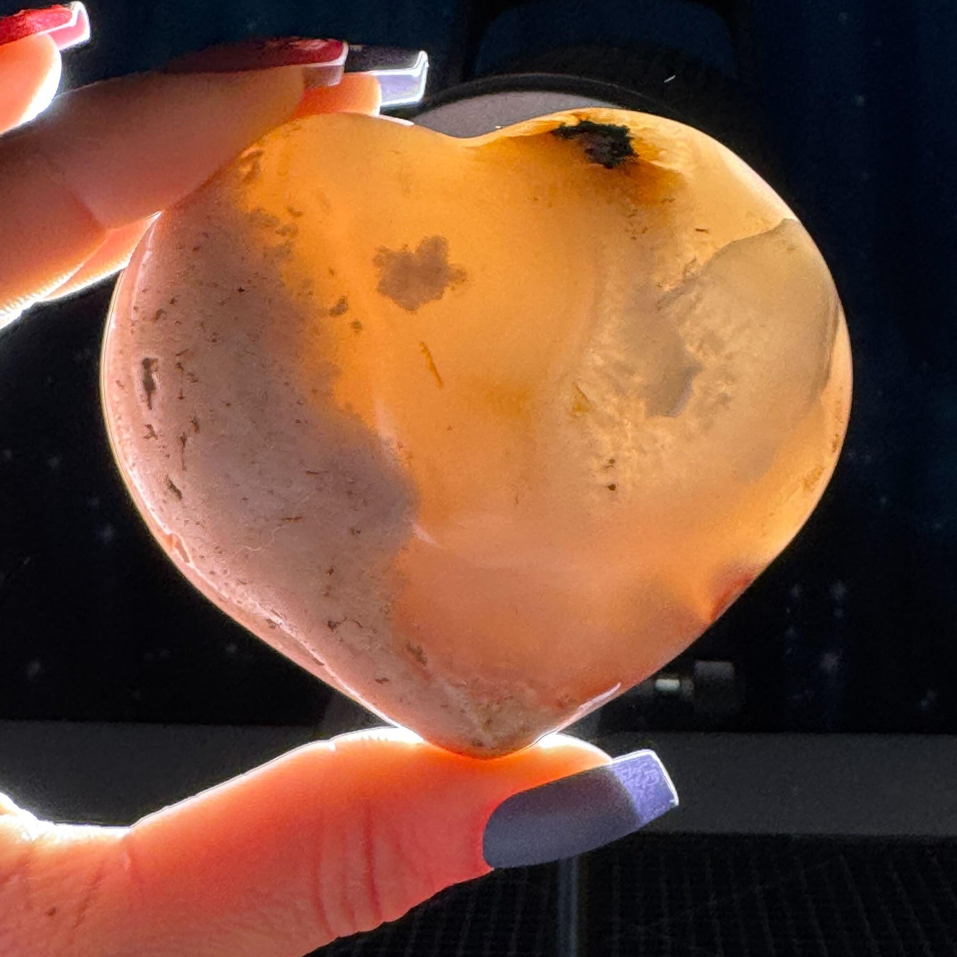 Flower Agate heart | 2 7/8" long | 244 grams | stand included
