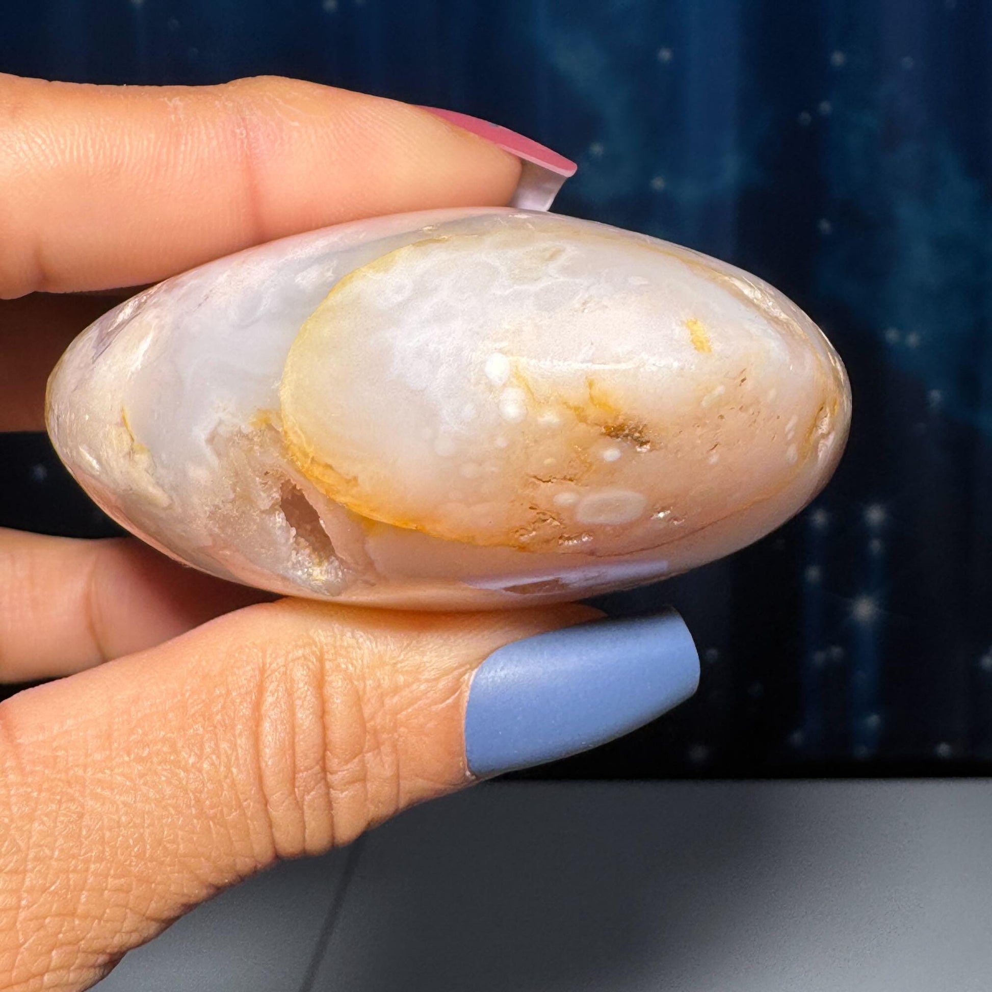 Flower Agate heart | 2 5/8" long | 179 grams | stand included