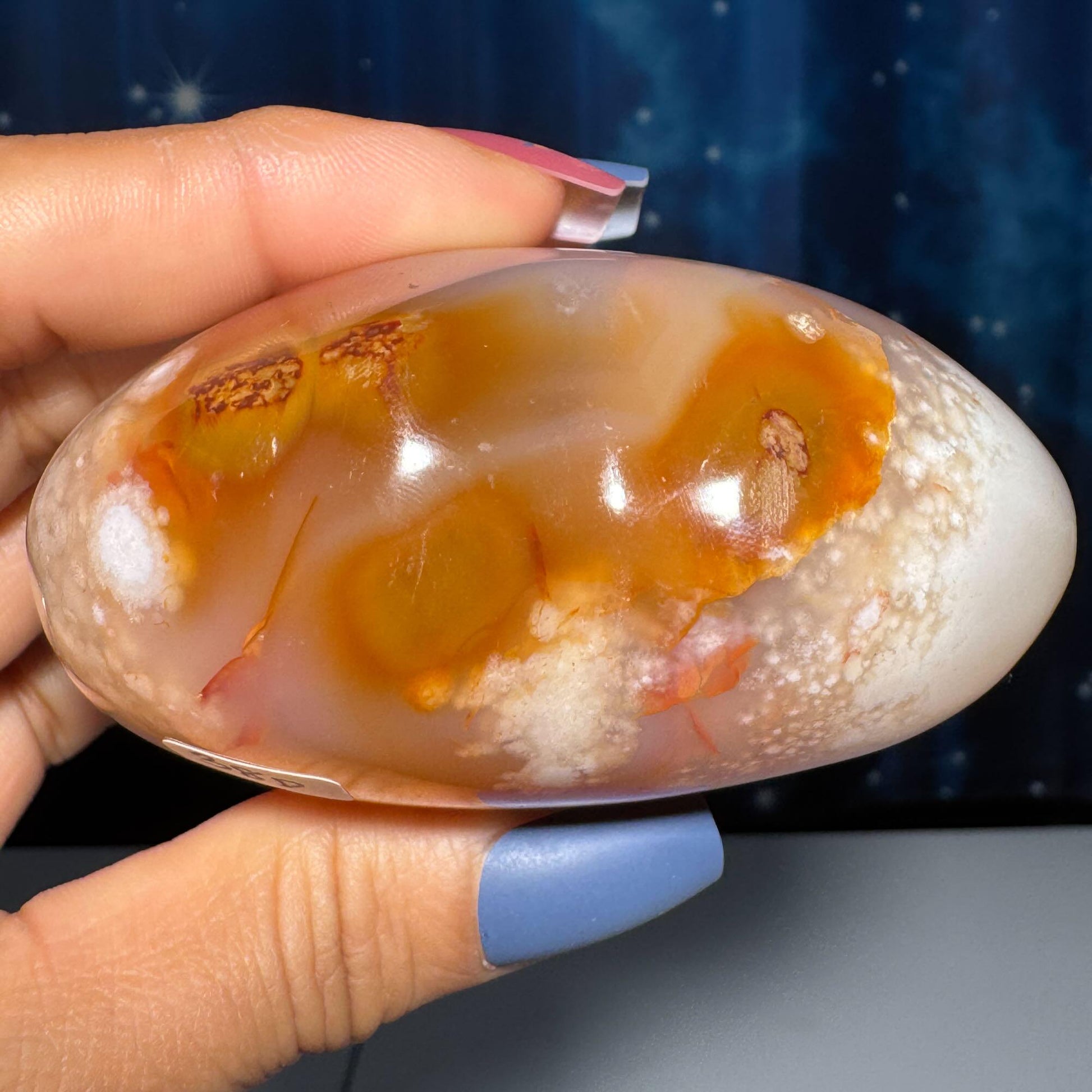 Flower Agate heart | 3" long | 278 grams | stand included | Damage Discount