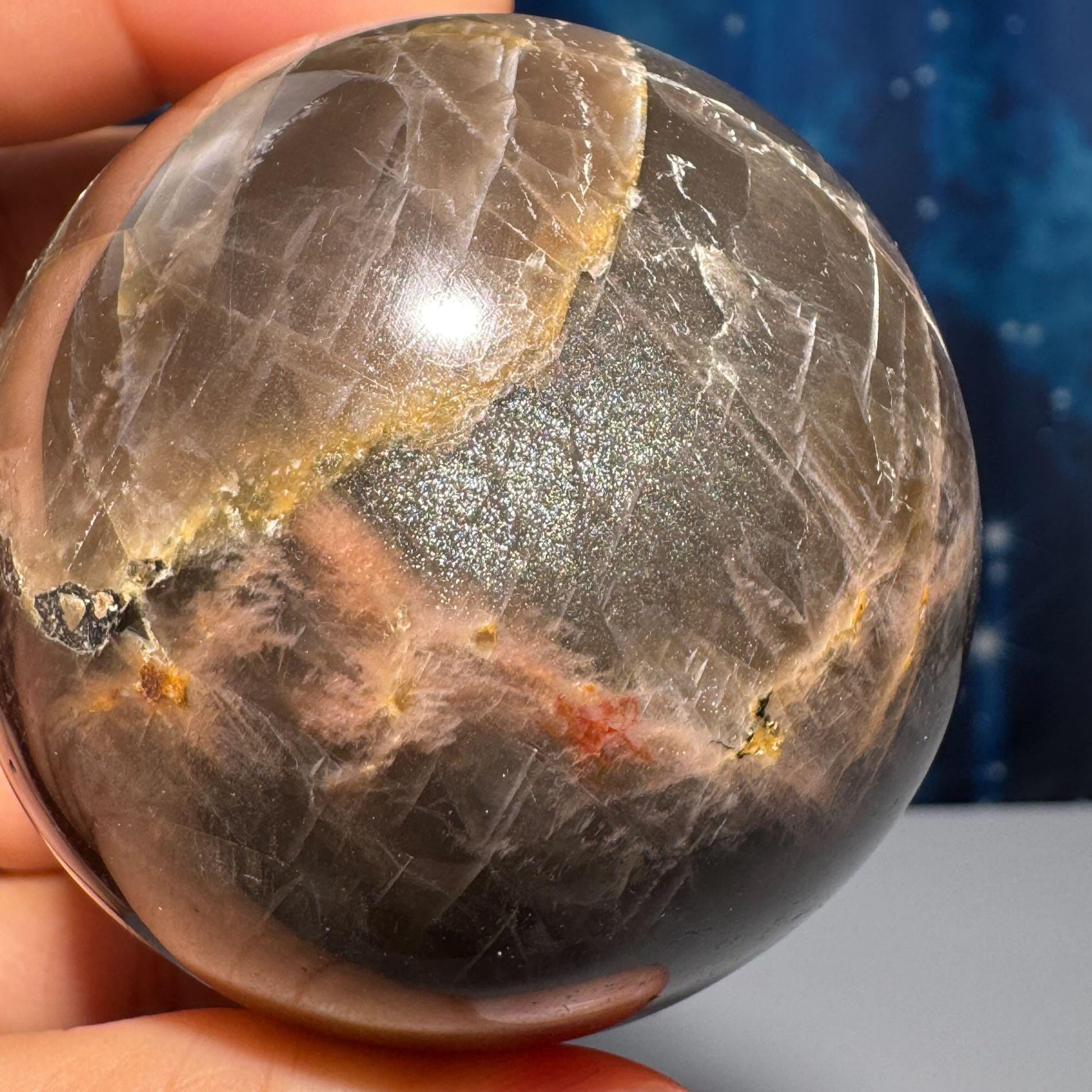 Black Moonstone sphere | 60mm | 295 grams | stand included