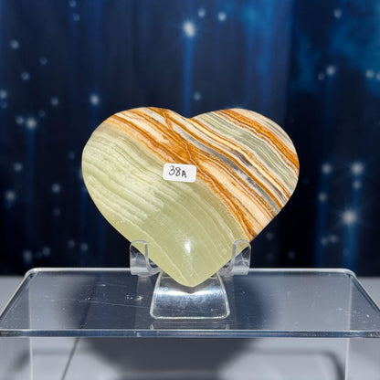 Banded Calcite heart | 3 3/8" wide | 193 grams | stand included | banded marble
