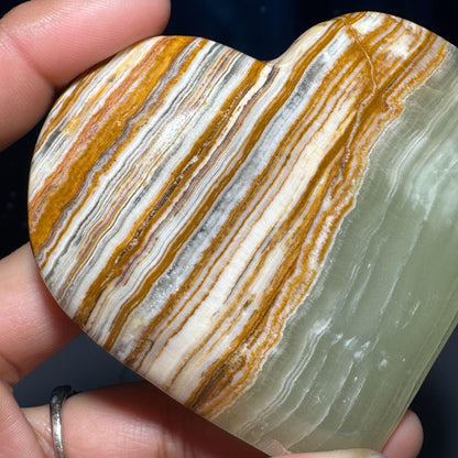 Banded Calcite heart | 3 3/8" wide | 193 grams | stand included | banded marble