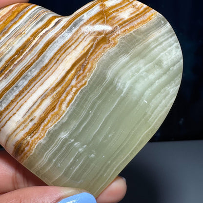 Banded Calcite heart | 3 3/8" wide | 193 grams | stand included | banded marble