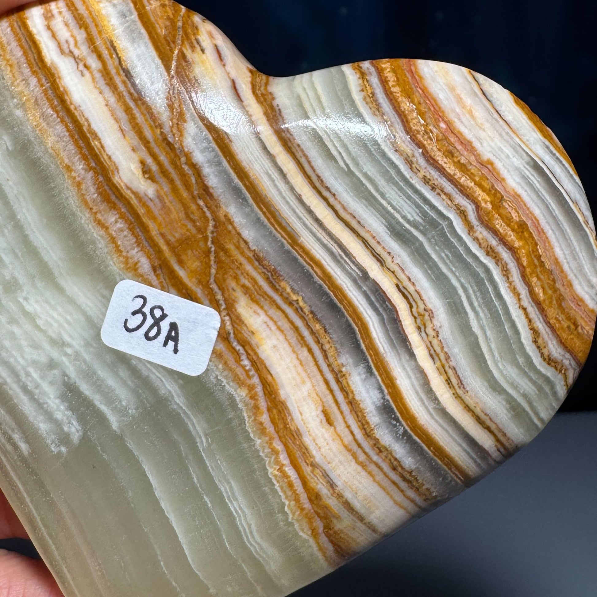 Banded Calcite heart | 3 3/8" wide | 193 grams | stand included | banded marble