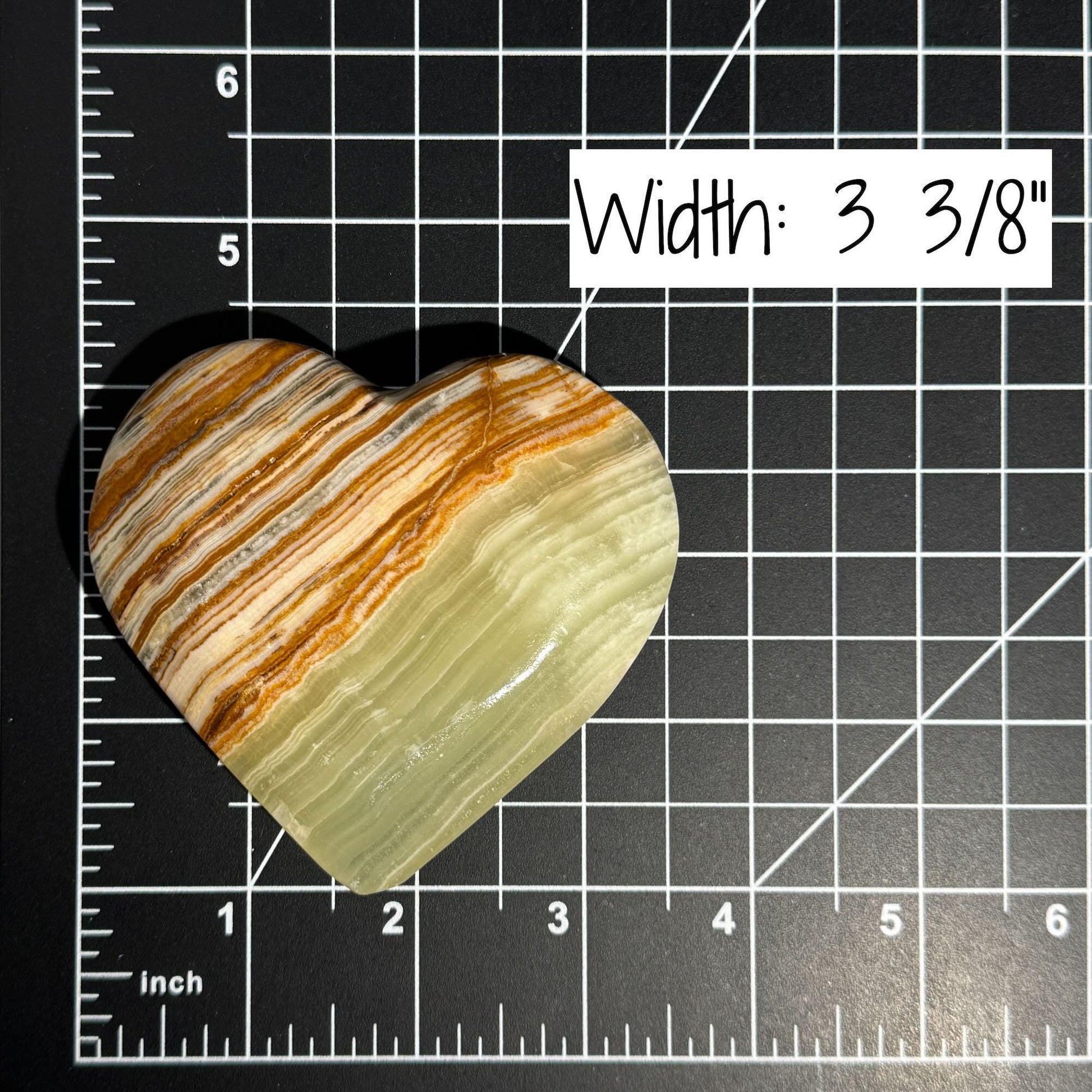 Banded Calcite heart | 3 3/8" wide | 193 grams | stand included | banded marble