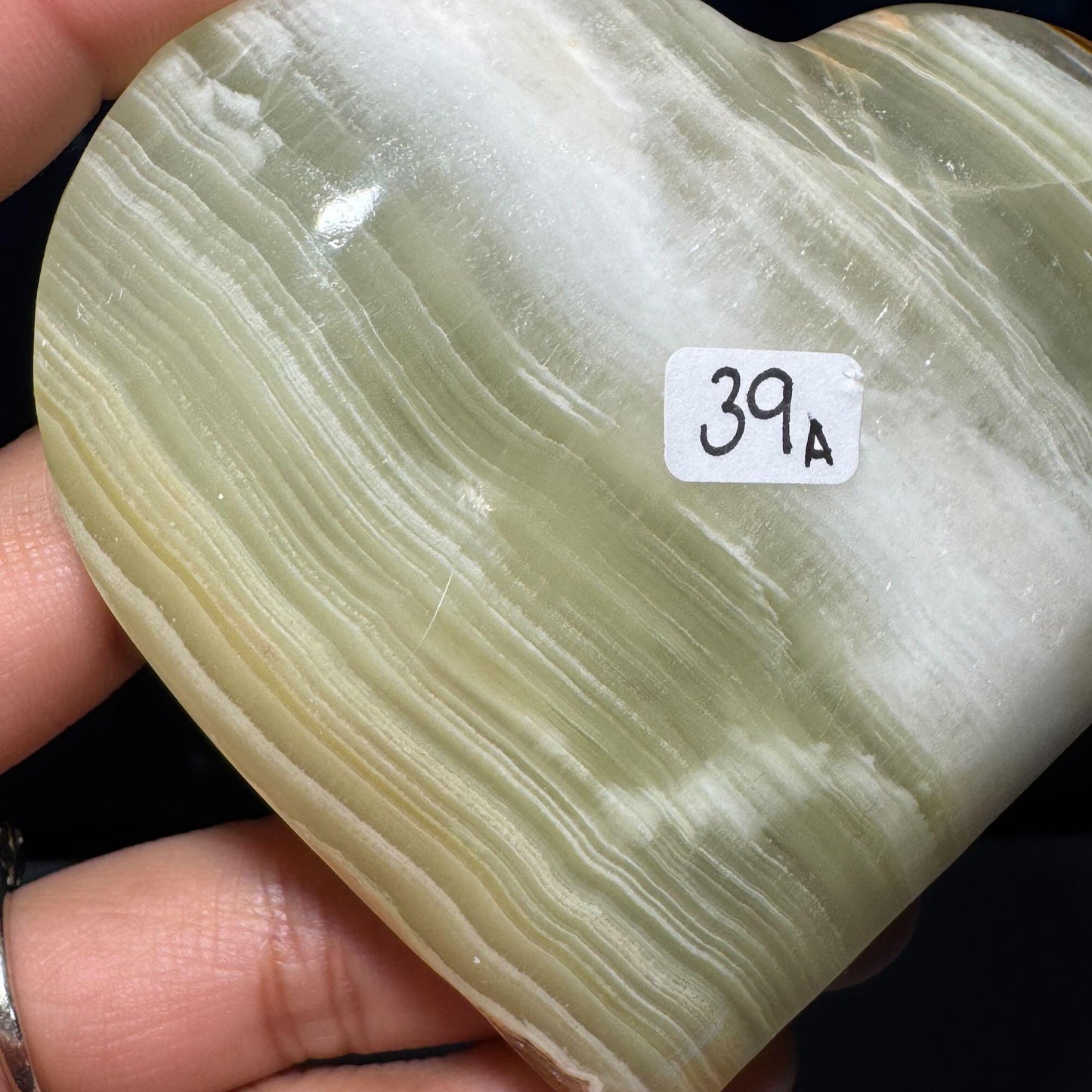 Banded Calcite heart | 3 3/8" wide | 201 grams | stand included| banded Marble