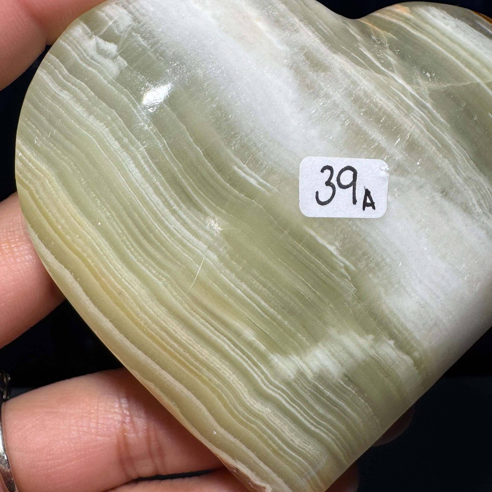 Banded Calcite heart | 3 3/8" wide | 201 grams | stand included| banded Marble