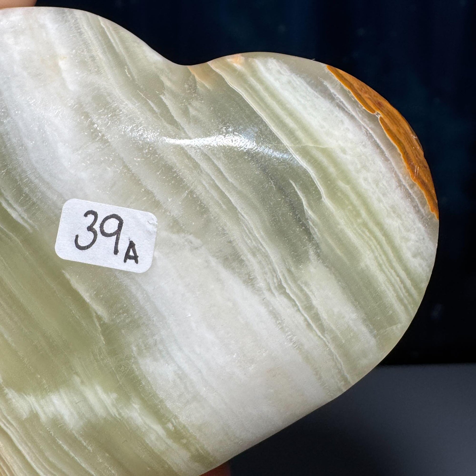 Banded Calcite heart | 3 3/8" wide | 201 grams | stand included| banded Marble