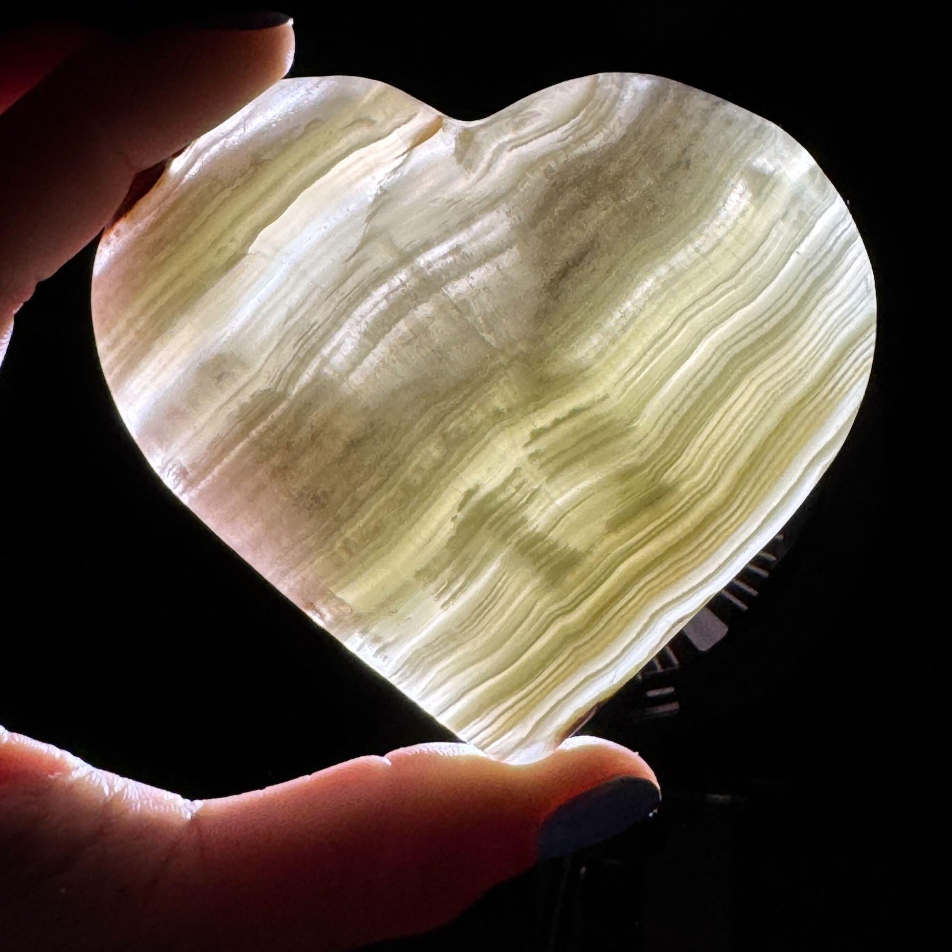 Banded Calcite heart | 3 3/8" wide | 201 grams | stand included| banded Marble