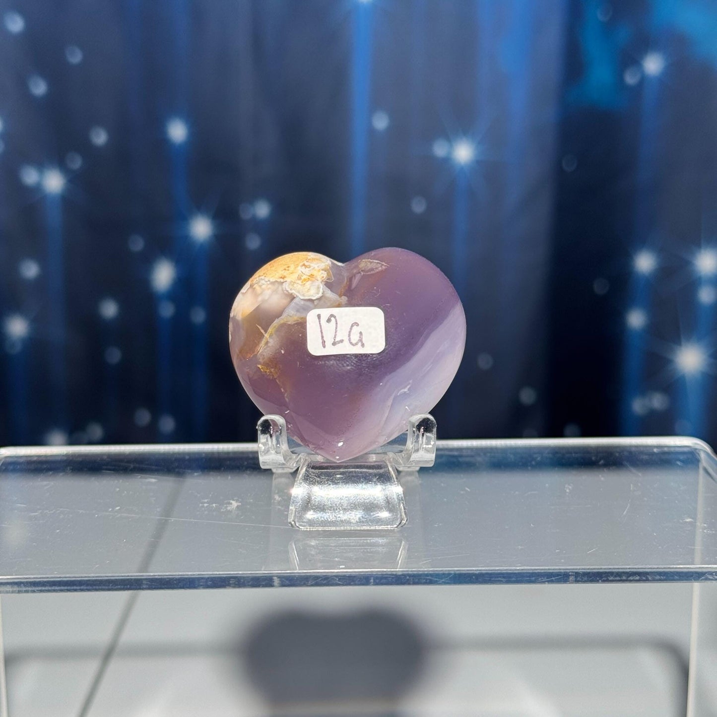 mini Agate heart | 1 5/8" wide | 46 grams | stand included