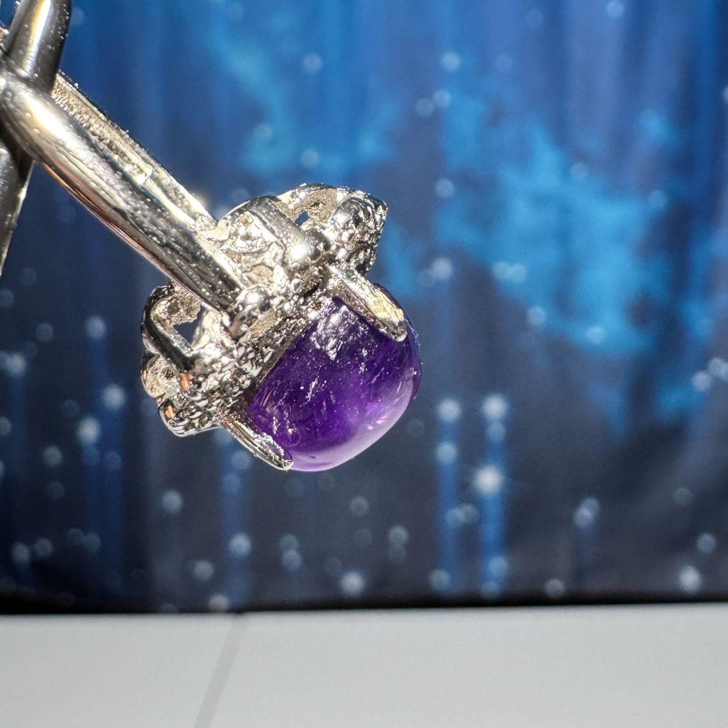 Amethyst heart ring | adjustable | 4.3 grams | 0.925 stamped