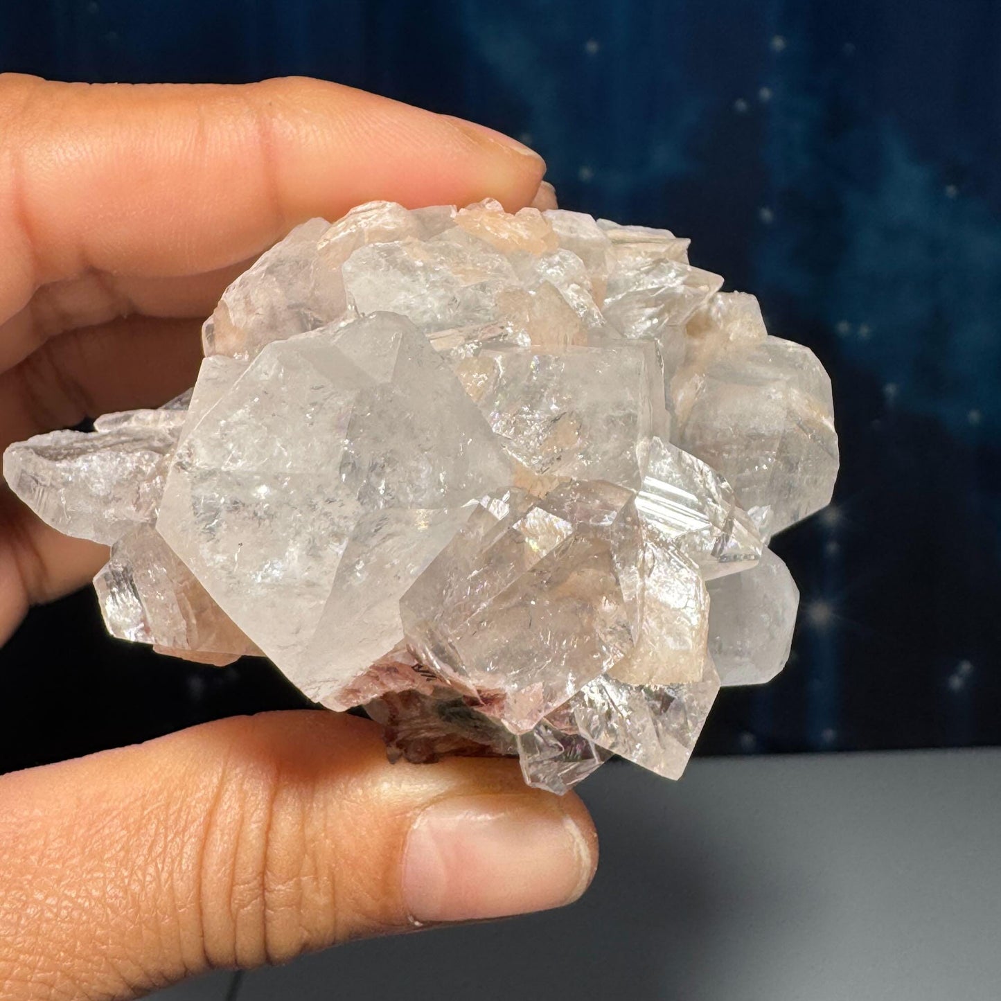 Apophyllite with Stilbite specimen| 164 grams | 2 3/4" long | Hematite inclusions | with Blue Chalcedony | Tucson find