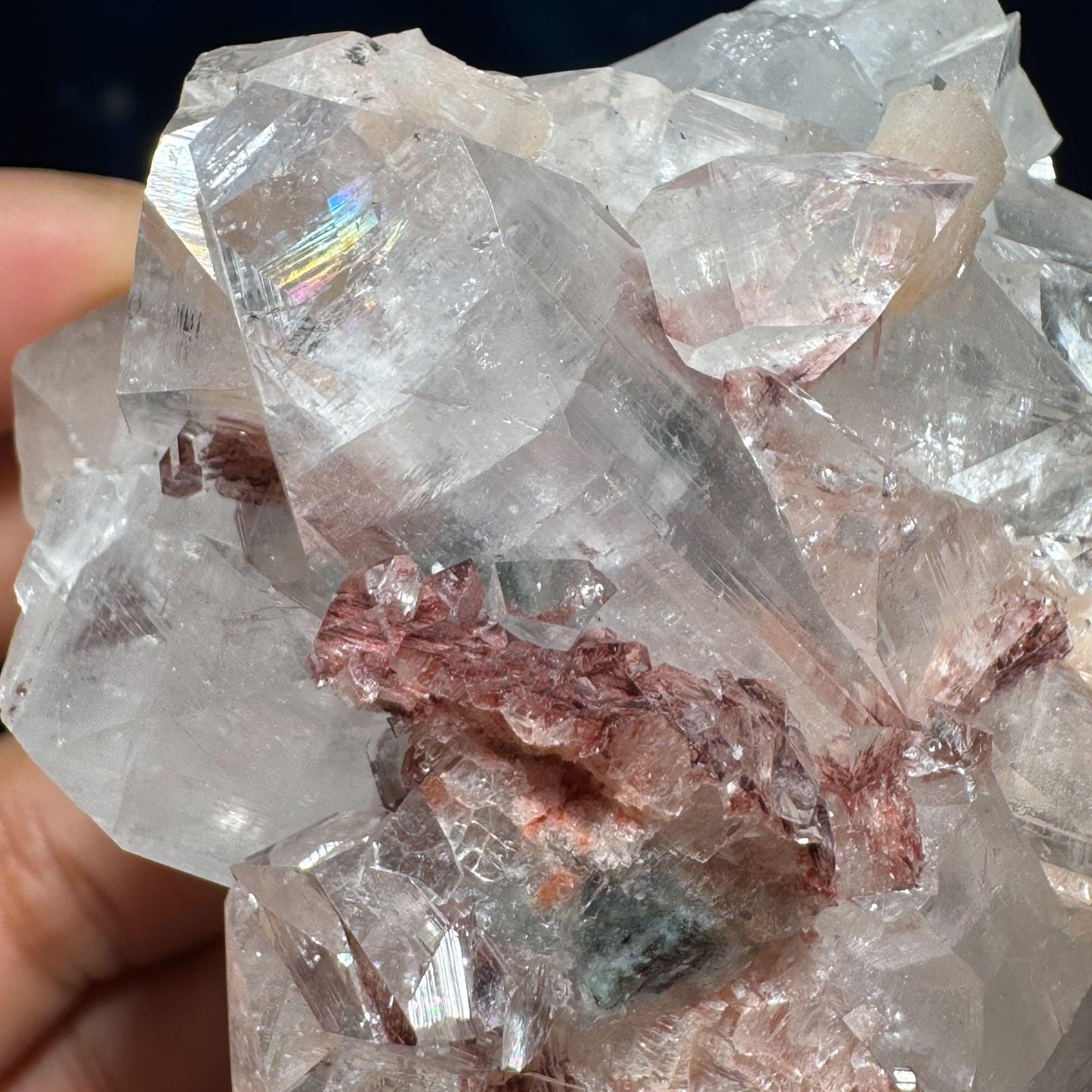 Apophyllite with Stilbite specimen| 164 grams | 2 3/4" long | Hematite inclusions | with Blue Chalcedony | Tucson find
