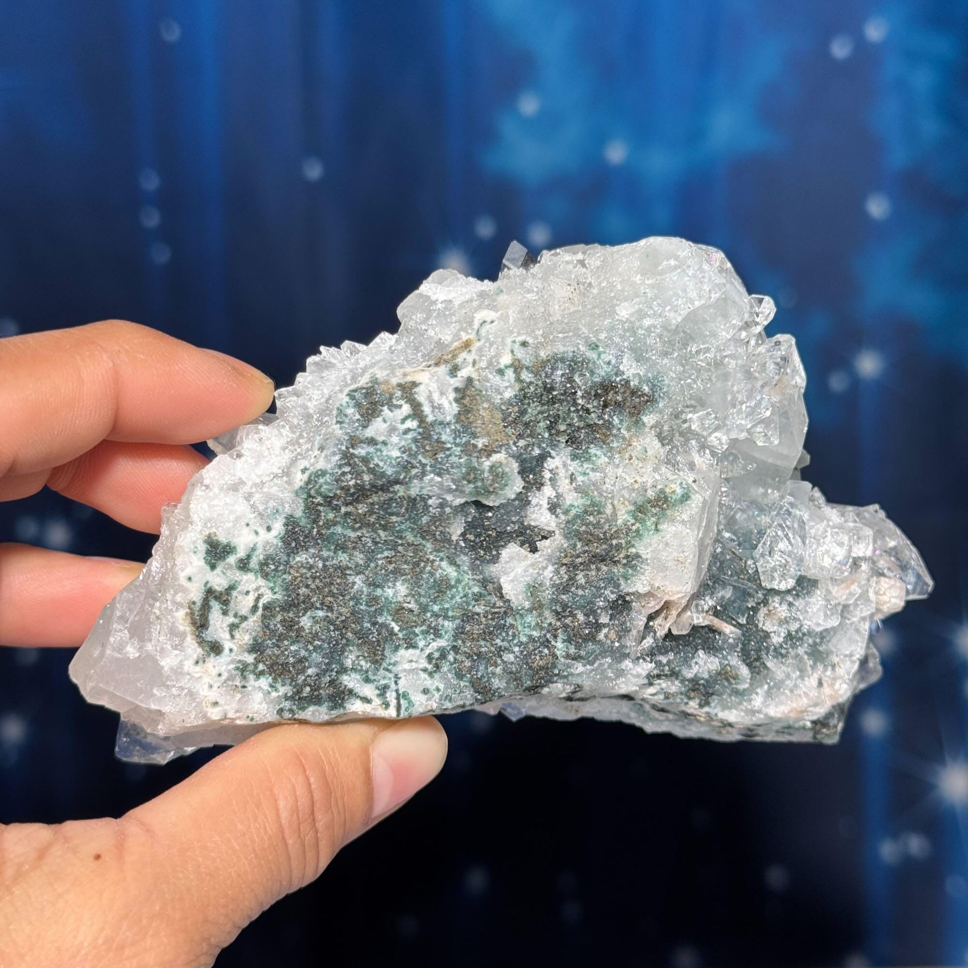 Apophyllite with Stilbite specimen | 306 grams | 4 5/8" long | with Matrix | lots of rainbows | Tucson find