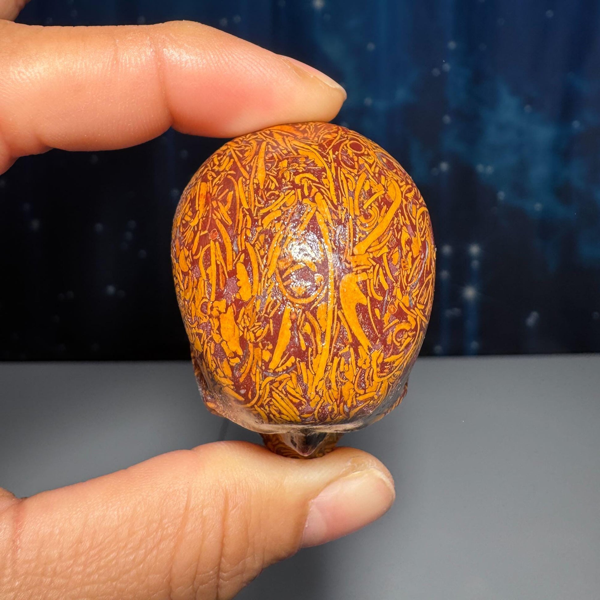 Calligraphy stone mini skull | 2" long | 90 grams