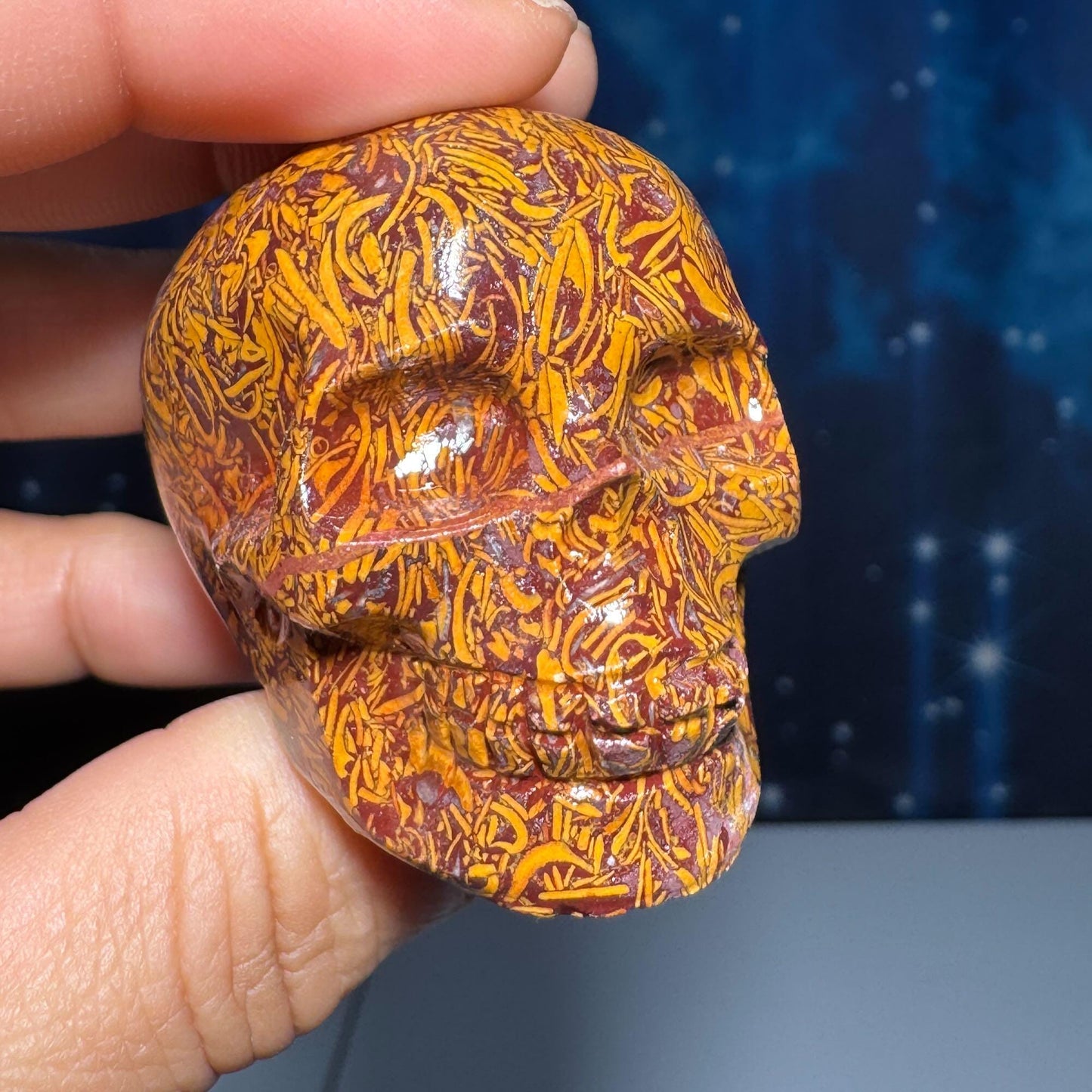 Calligraphy stone mini skull | 2" long | 90 grams
