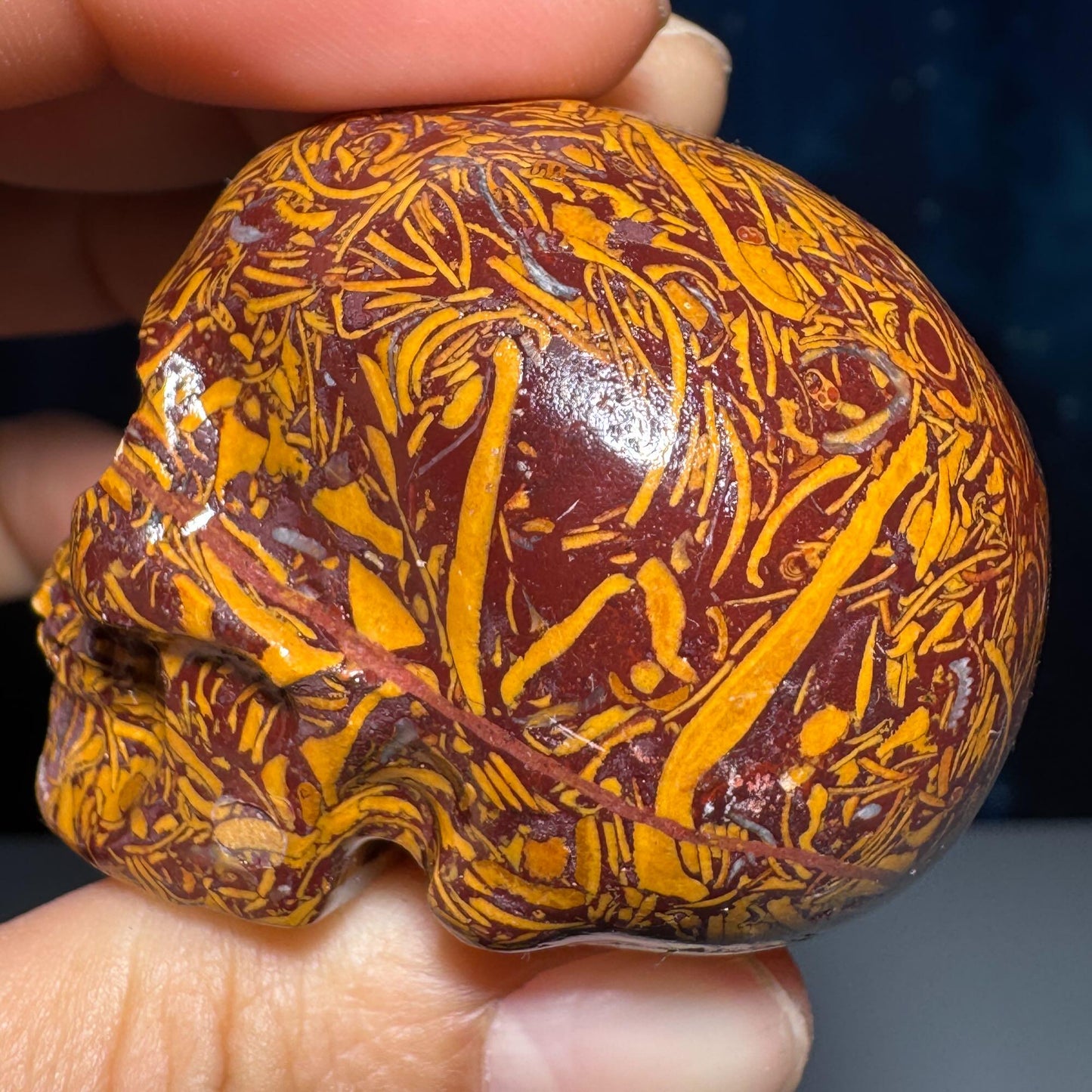 Calligraphy stone mini skull | 2" long | 90 grams