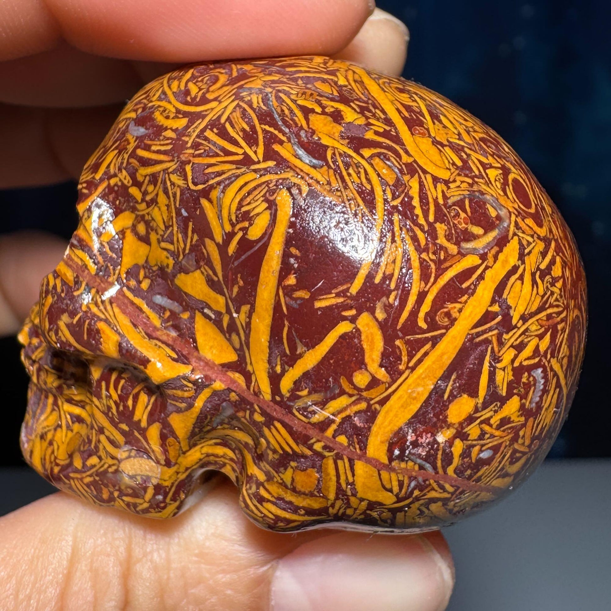 Calligraphy stone mini skull | 2" long | 90 grams