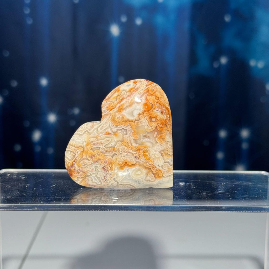 Mexico Crazy Lace Agate heart | 2 1/4" wide | 82 grams | self-standing