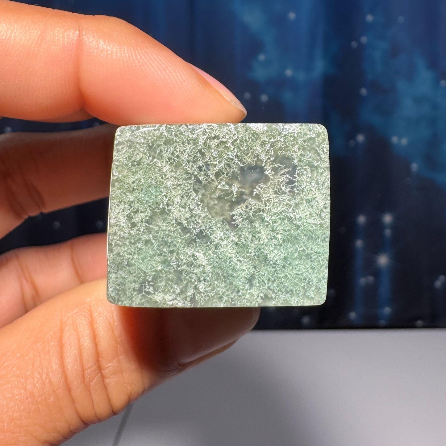 Moss Agate chunk | 2" long | 76 grams | rectangular Moss Agate