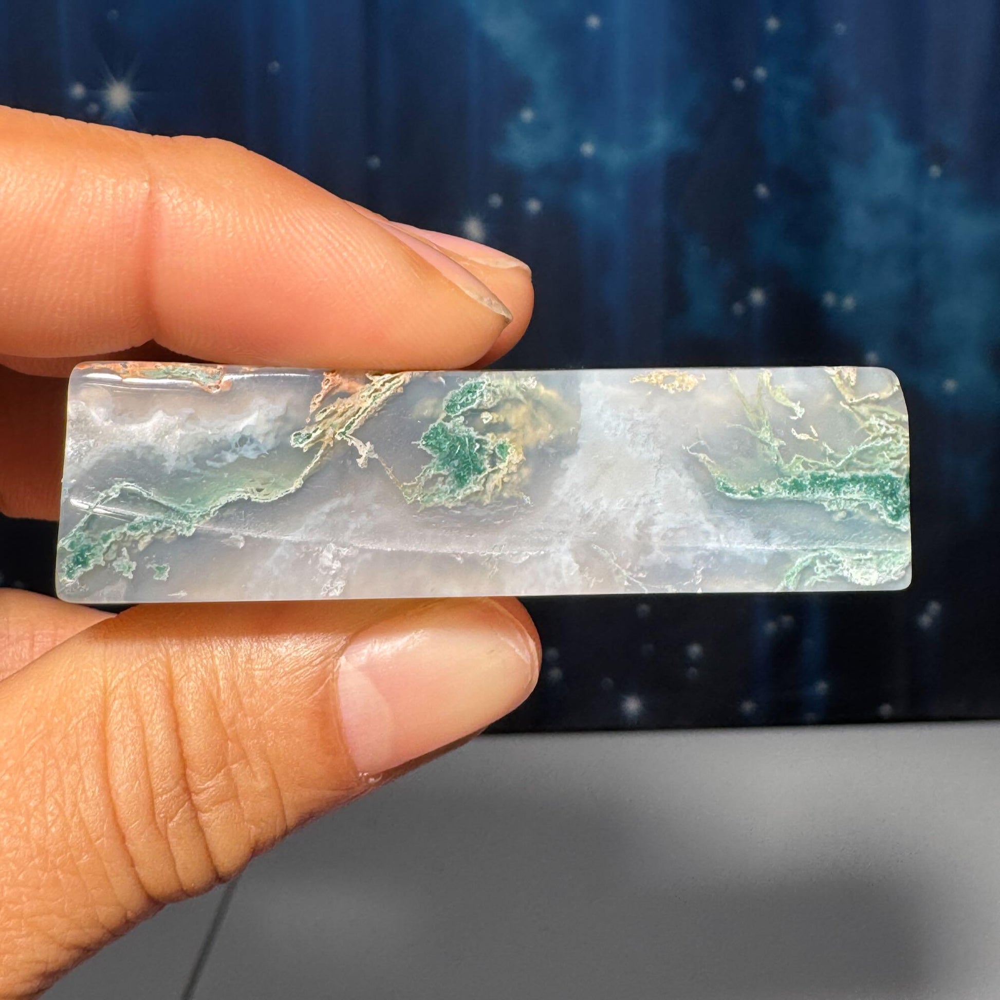 Moss Agate chunk | 2 3/8" long | 46 grams | rectangular Moss Agate