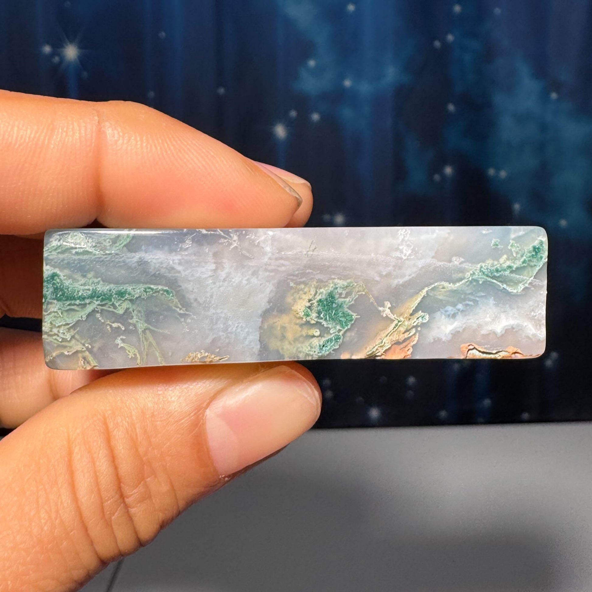 Moss Agate chunk | 2 3/8" long | 46 grams | rectangular Moss Agate