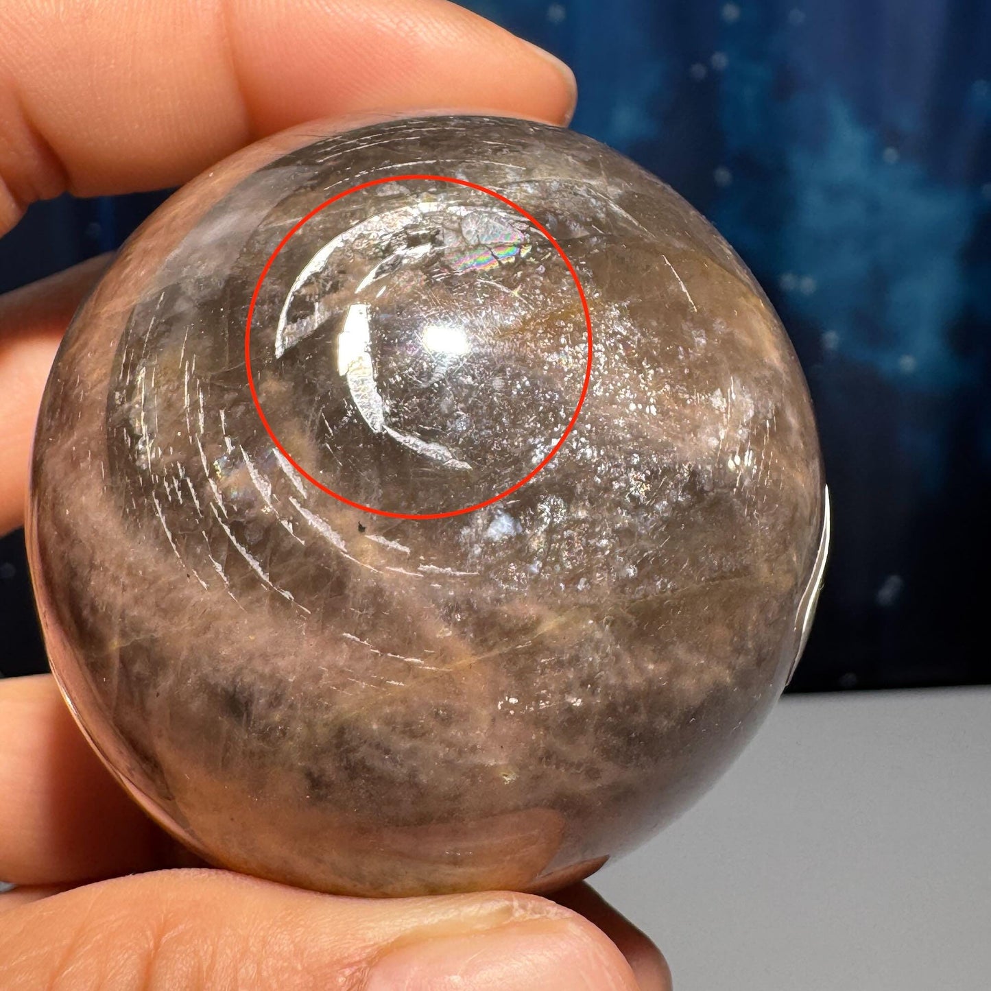 Black Moonstone sphere | 54mm | 204 grams | Damage Discount | stand included