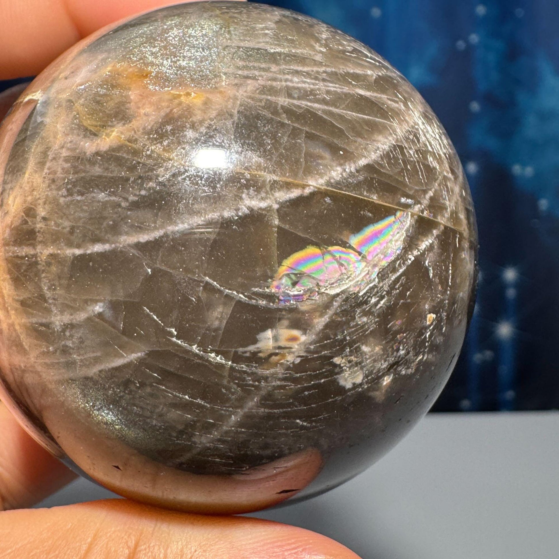 Black Moonstone sphere | 60mm | 295 grams | stand included