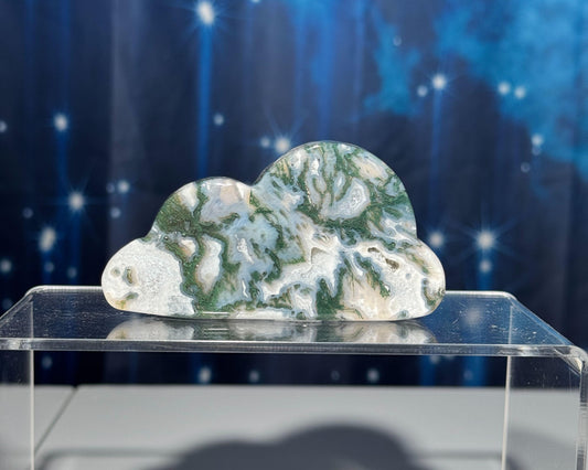 Moss Agate cloud | 3 1/2” long | 96 grams | DOES self-stand