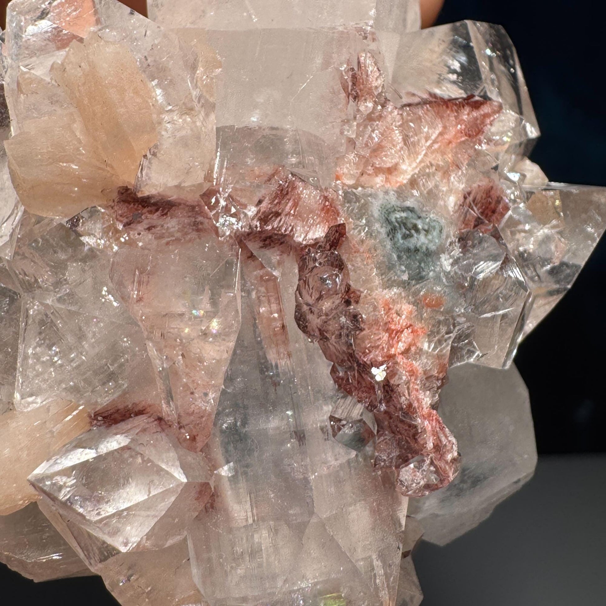 Apophyllite with Stilbite specimen| 164 grams | 2 3/4" long | Hematite inclusions | with Blue Chalcedony | Tucson find