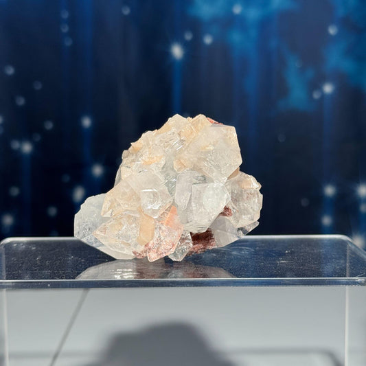 Apophyllite with Stilbite specimen| 164 grams | 2 3/4" long | Hematite inclusions | with Blue Chalcedony | Tucson find
