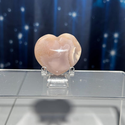Flower Agate heart | 1 3/4" long | 48 grams | stand included