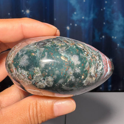 Puffy Sea Jasper heart | 2 3/4" long | 314 grams | Damage Discount | stand included