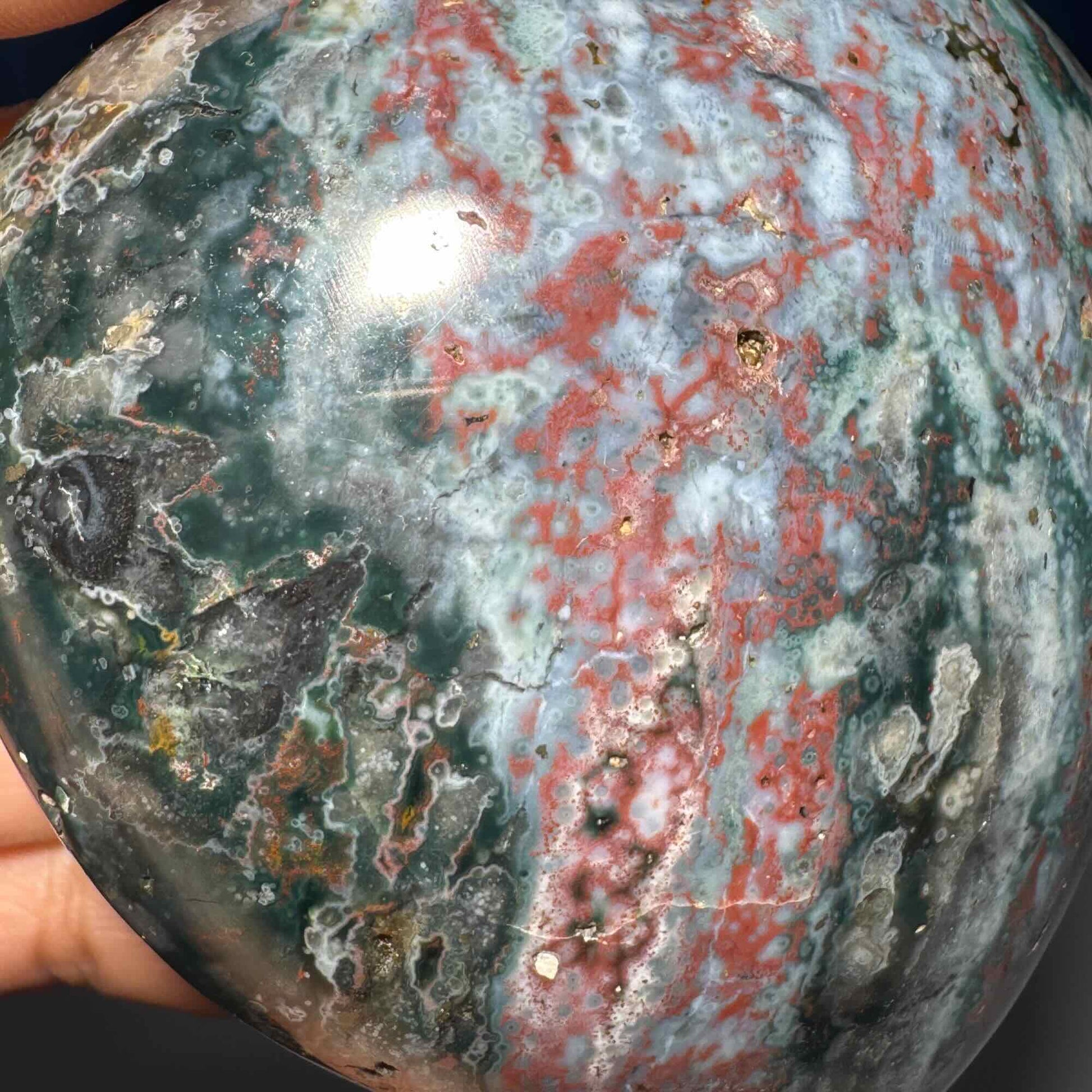 Puffy Sea Jasper heart | 2 3/4" long | 314 grams | Damage Discount | stand included