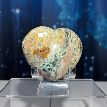 puffy Sea Jasper heart | 3 1/4" long | 410 grams | stand included