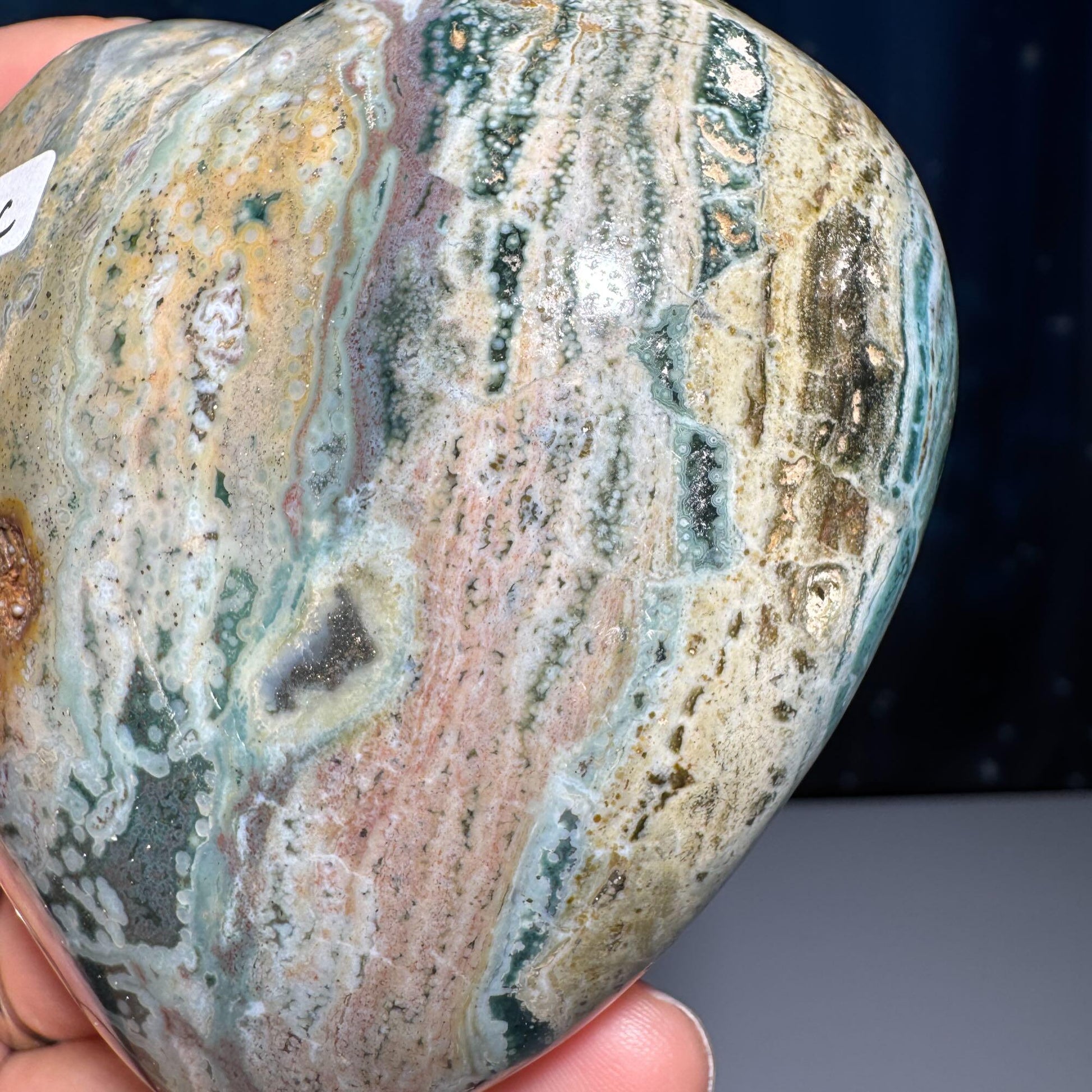 puffy Sea Jasper heart | 3 1/4" long | 410 grams | stand included