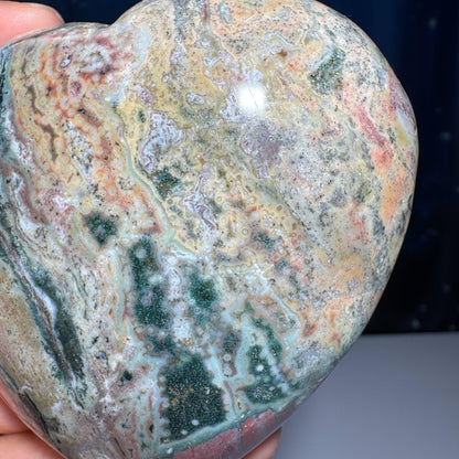 puffy Sea Jasper heart | 3 1/4" long | 410 grams | stand included