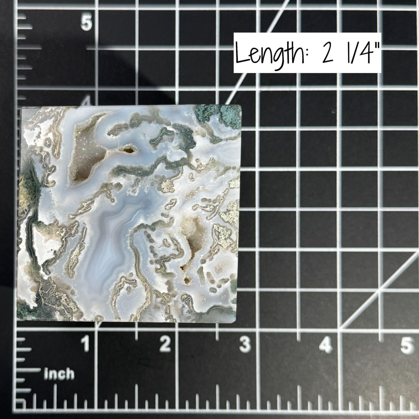 druzy Moss Agate cube | 2 1/4" long | 406 grams | green Moss Agate | floating cube