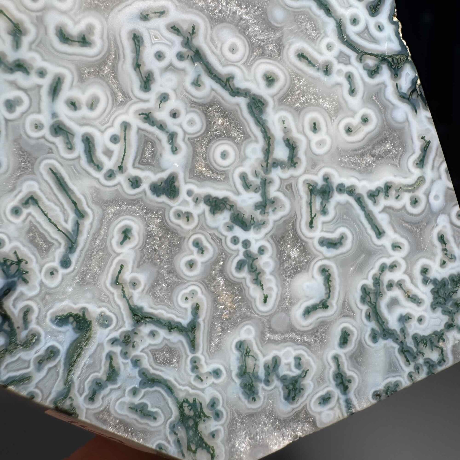 Moss Agate and Quartz cube | 2 1/4" long | 406 grams | floating cube | mini rainbows