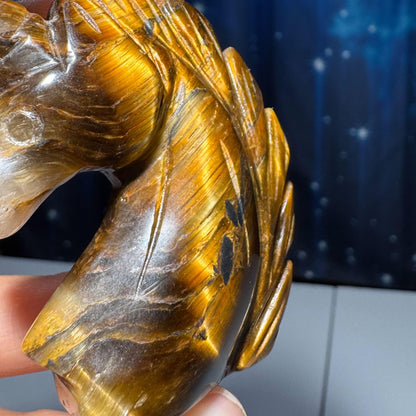 Yellow Tiger's Eye unicorn carving | 2 1/8" tall | 52 grams | flashy Tiger's Eye