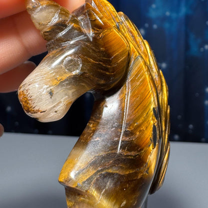 Yellow Tiger's Eye unicorn carving | 2 1/8" tall | 52 grams | flashy Tiger's Eye