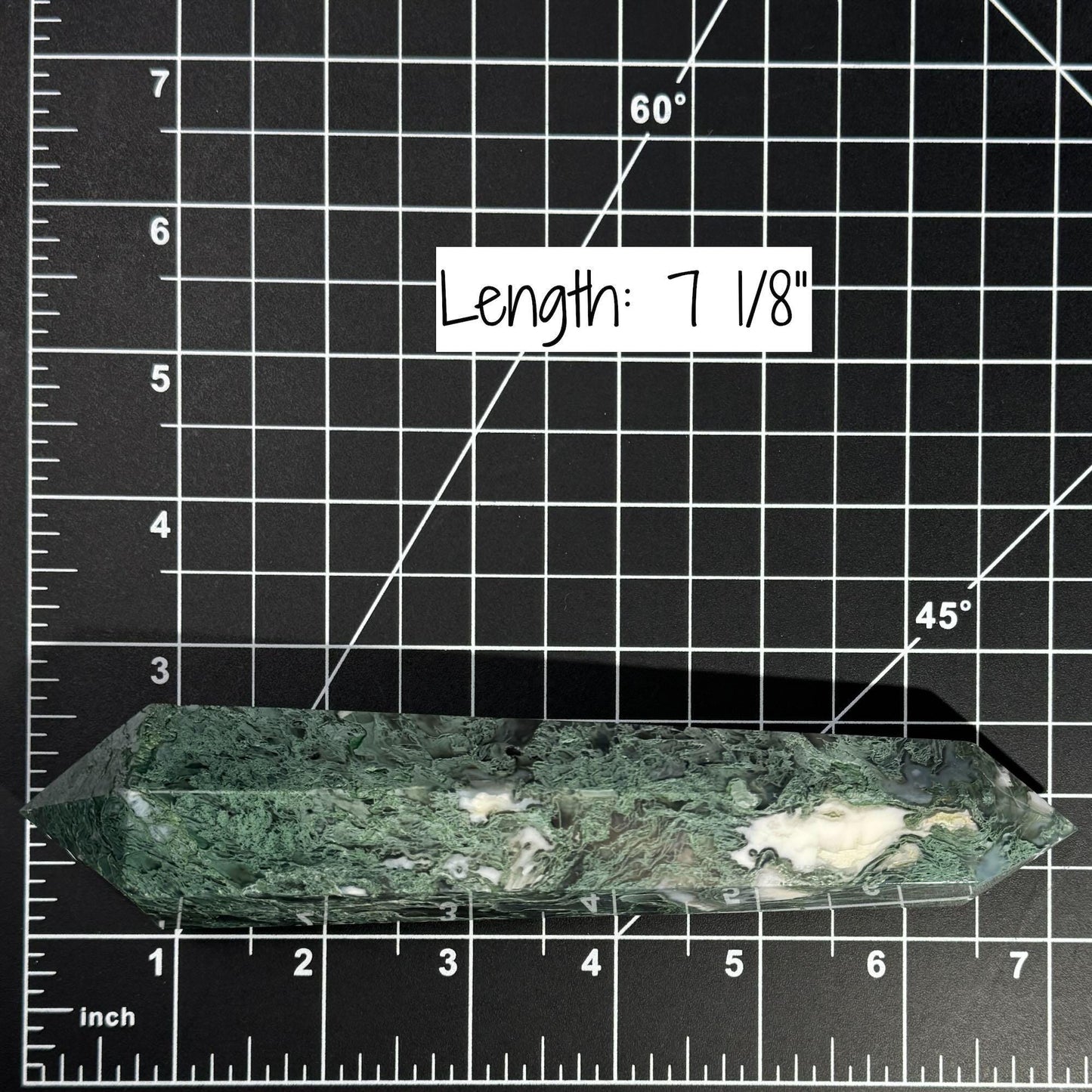 large Moss Agate DT | 7 1/8" long | 286 grams | gorgeous Moss Agate DT | double terminated | green Moss Agate DT